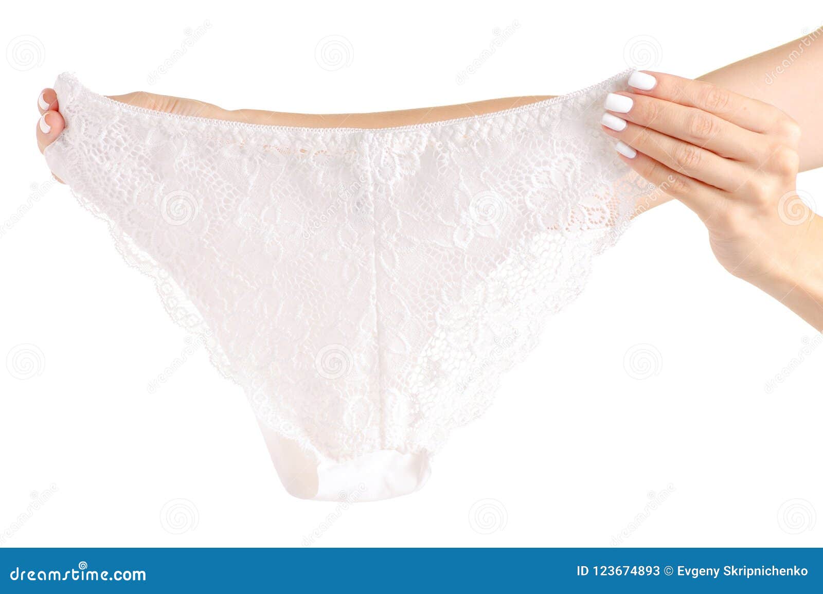 The White Female Panties in Hand Lace Stock Image - Image of lace ...