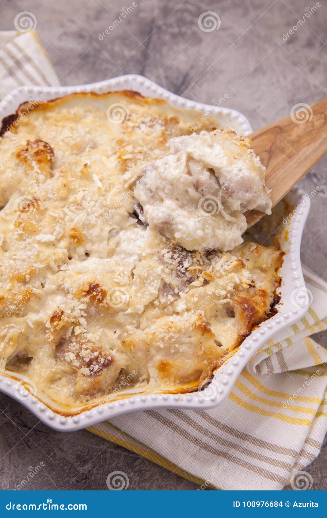 White Fish Casserole with Cheese, Sour Cream Stock Photo Image of baked, herb 100976684