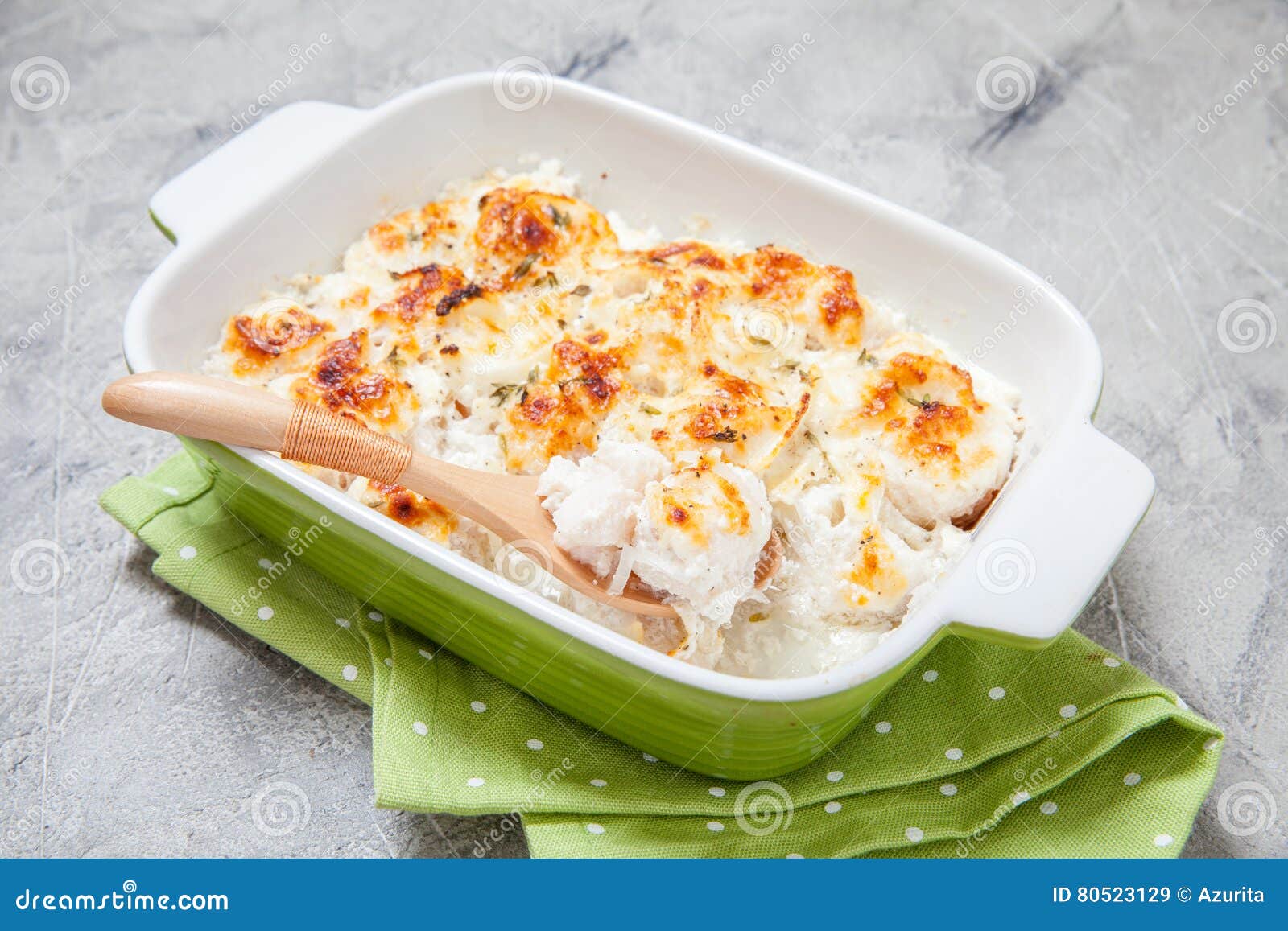 White fish casserole stock image. Image of sour, portabella 80523129