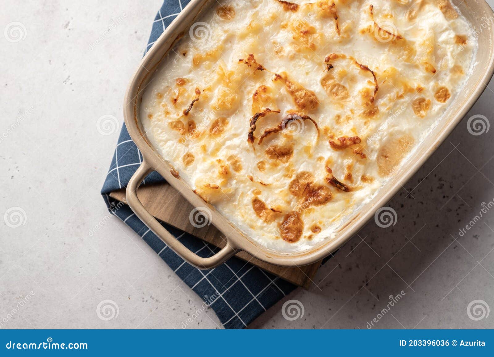 White Fish Casserole with Sour Cream and Onion Stock Photo Image of dish, gourmet 203396036