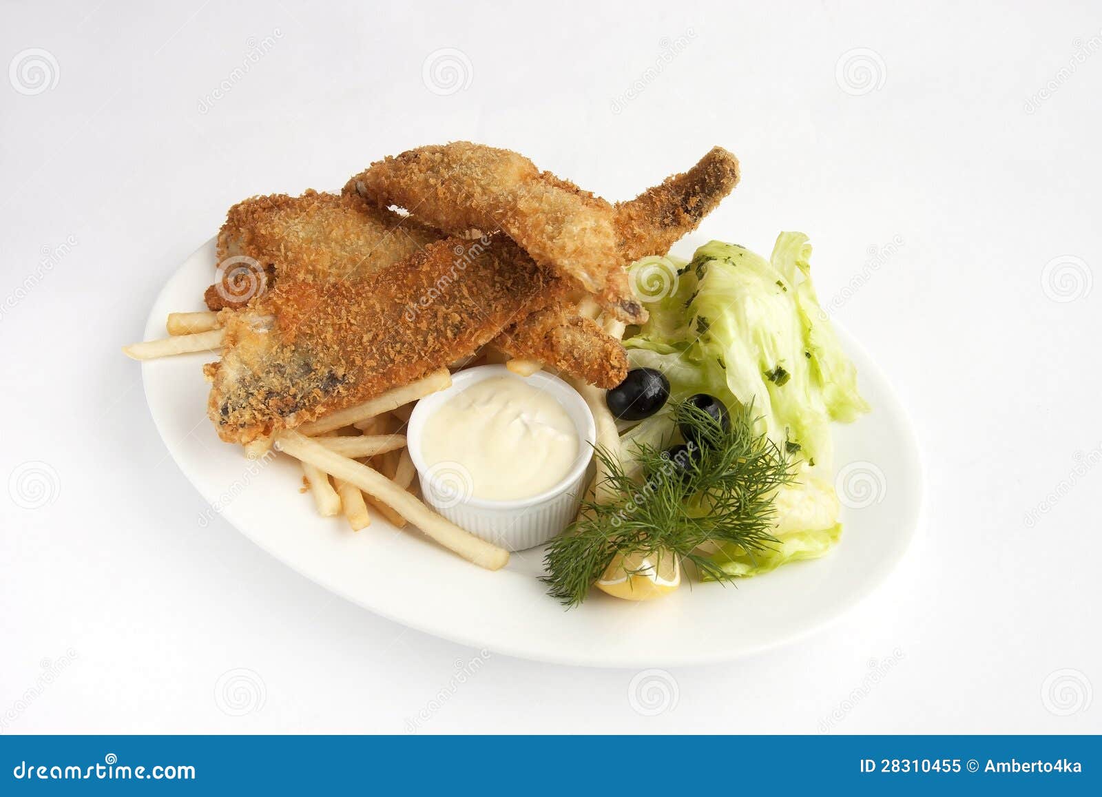 White fish with garnish stock image. Image of plate, dinner 28310455