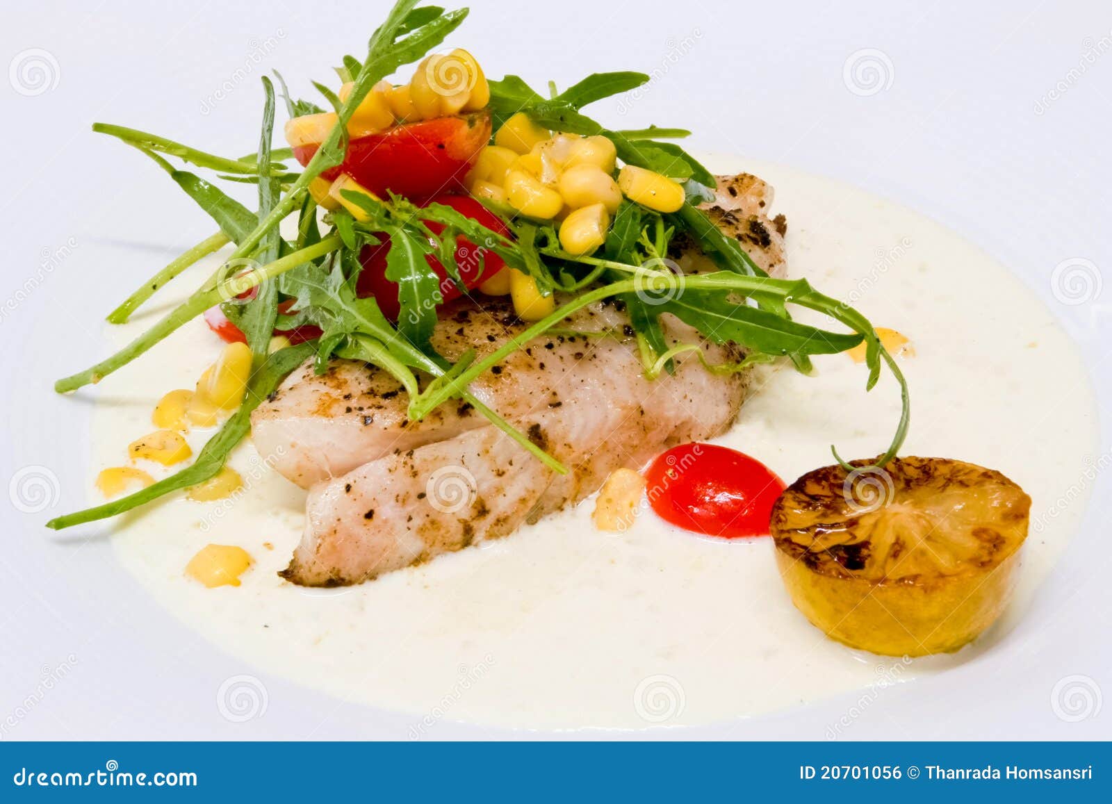 White Fish Steak in Cream Sauce Stock Photo Image of appetizing
