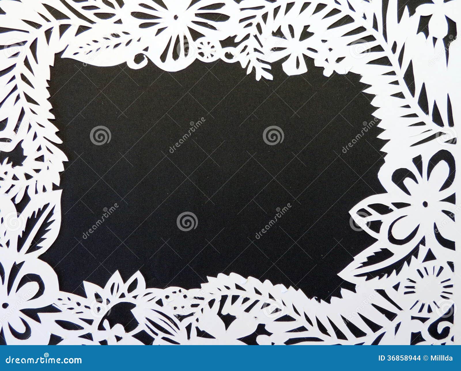 White Floral Frame. Paper Cutting. Stock Photo Image of beautiful