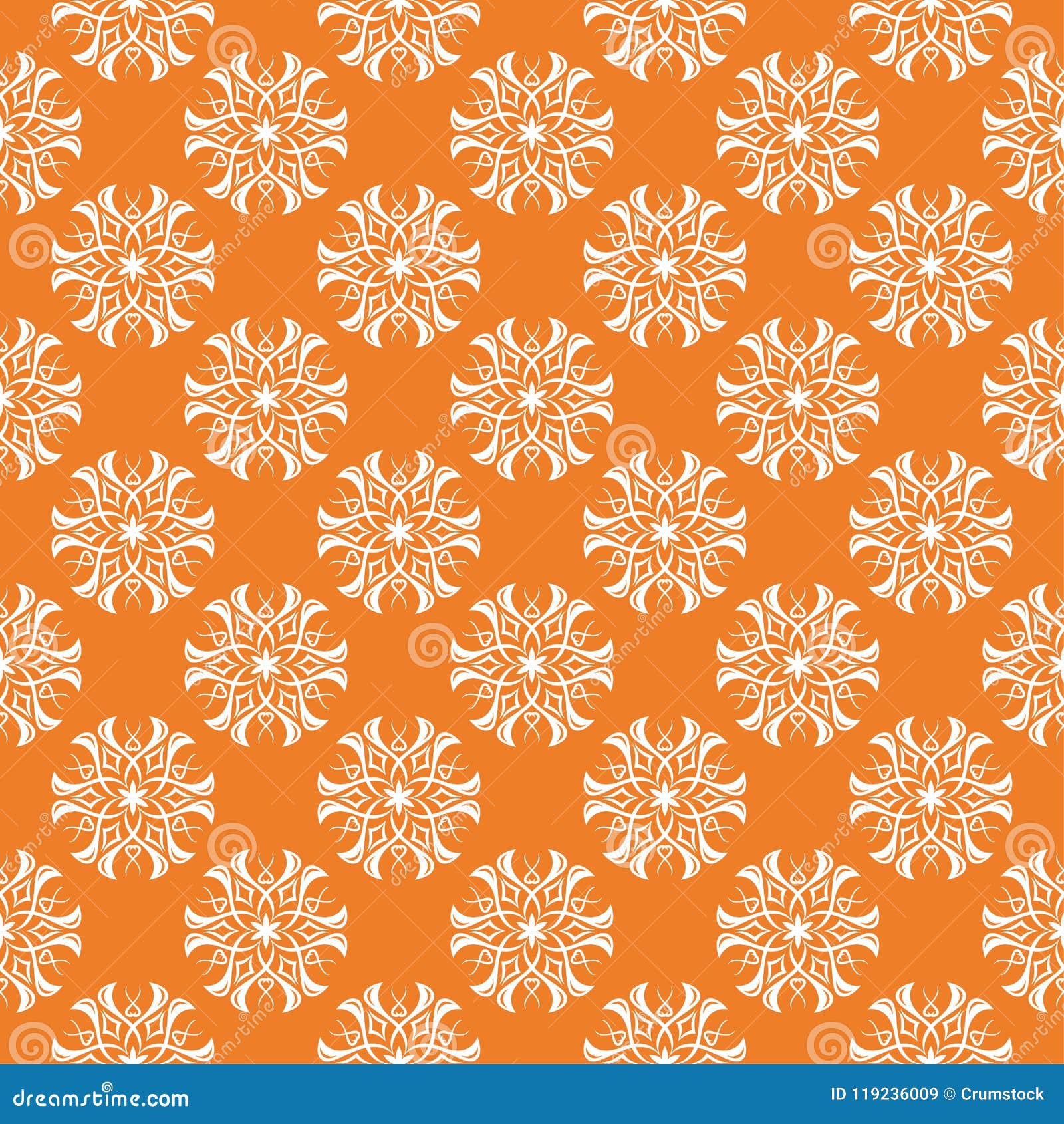 White Floral Seamless Pattern on Orange Background Stock Vector ...