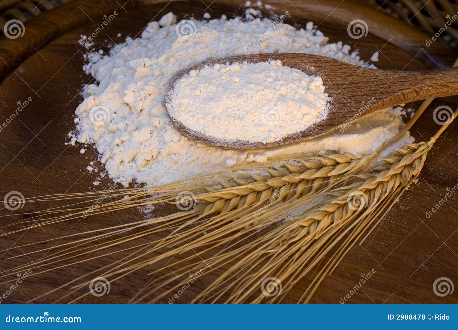 White Flour with Wheat Ears Stock Photo Image of flour, starch 2988478