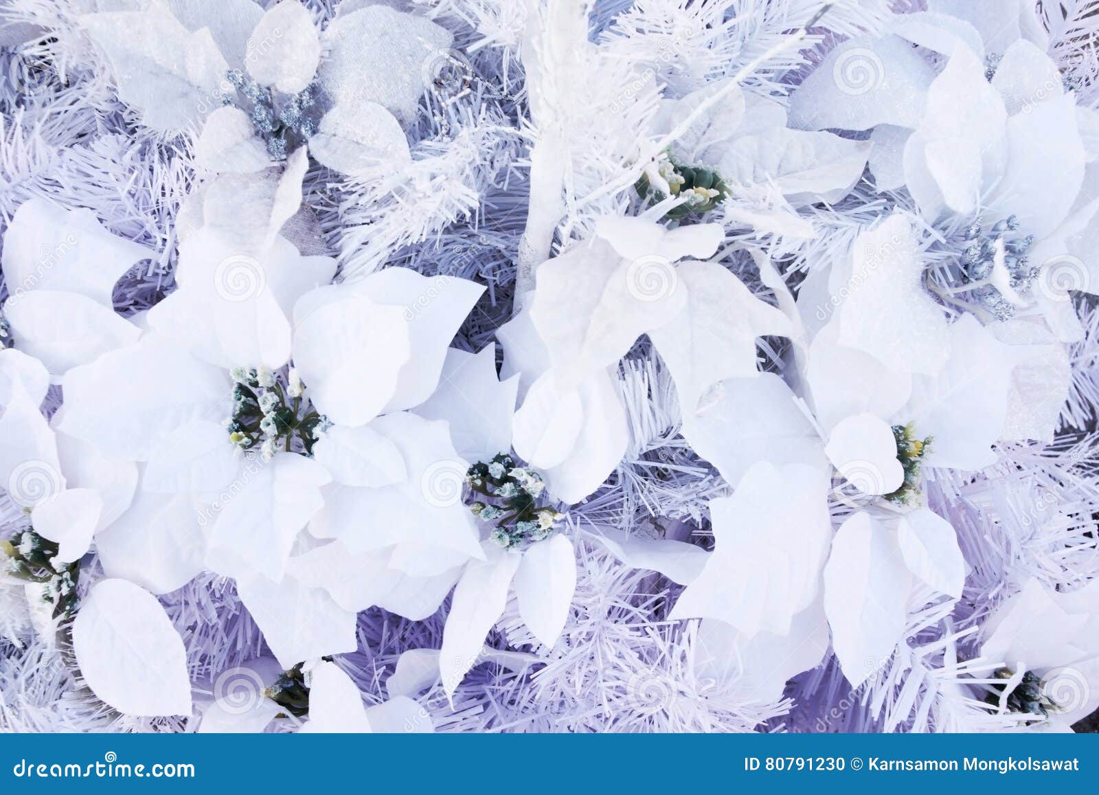 White Flower Paper for Decorated Christmas Tree, Close Up for