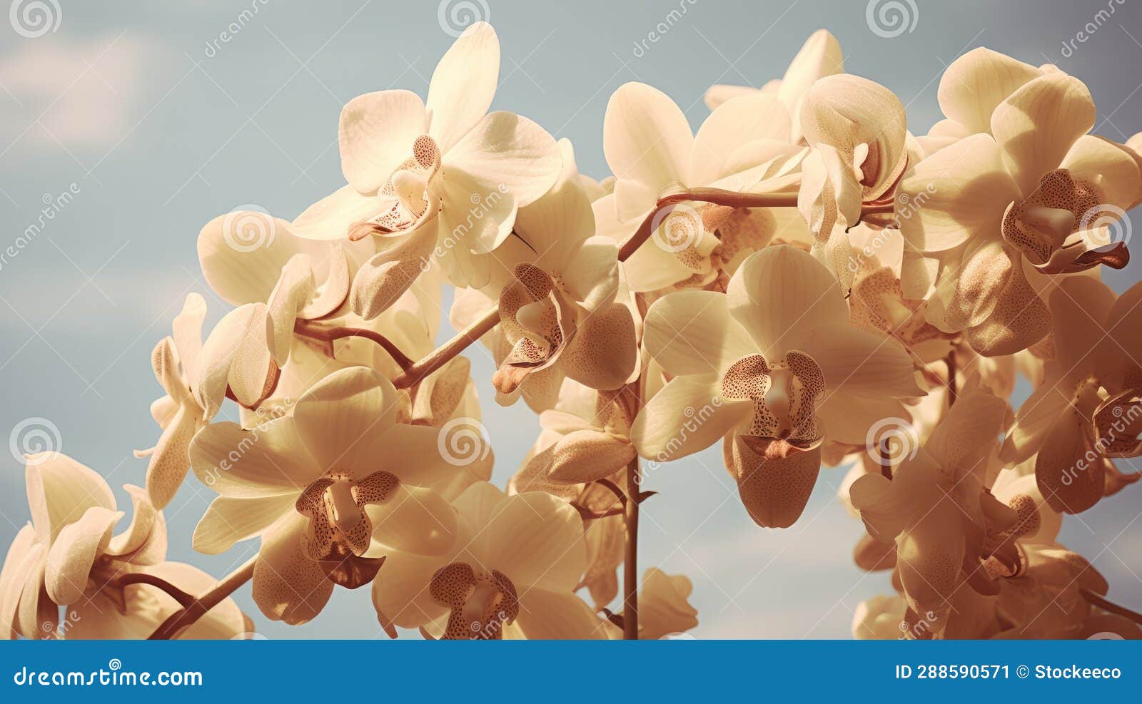 exquisite orchid photography: backlit rococo pastels and realistic blue skies