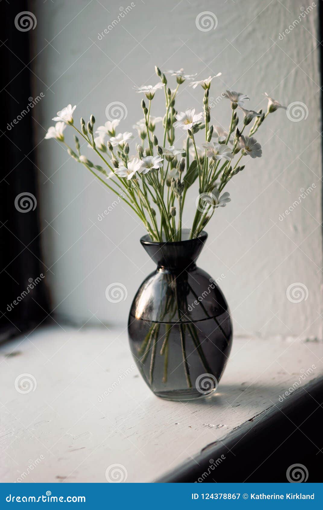 White Flowers in Grey Vase stock image. Image of florist 124378867
