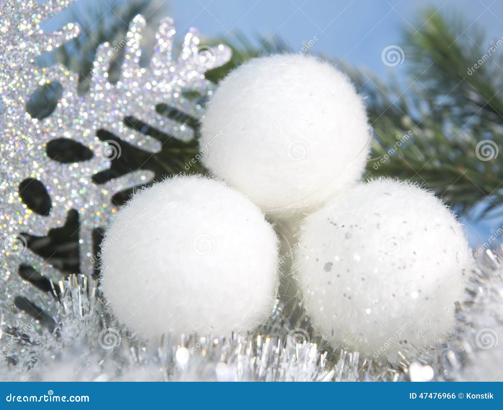 White Fluffy New Year Balls Stock Photo Image of glitter, balls 47476966