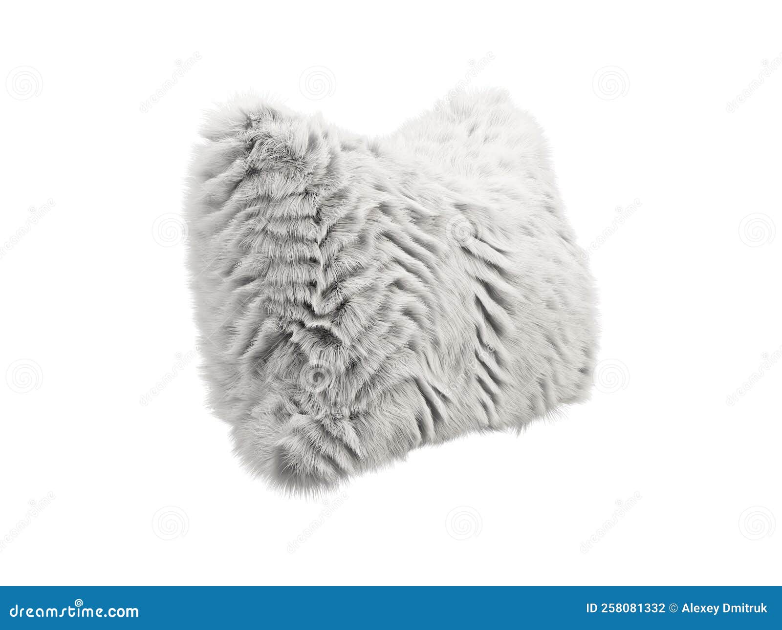 White Fluffy Rectangular Eco Fur Accent Pillow. 3d Render Stock Illustration Illustration of