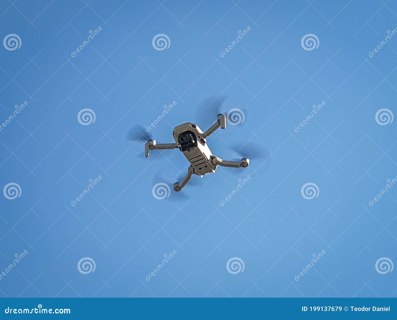 White Flying Drone Recorder in the Sky Stock Image Image of white