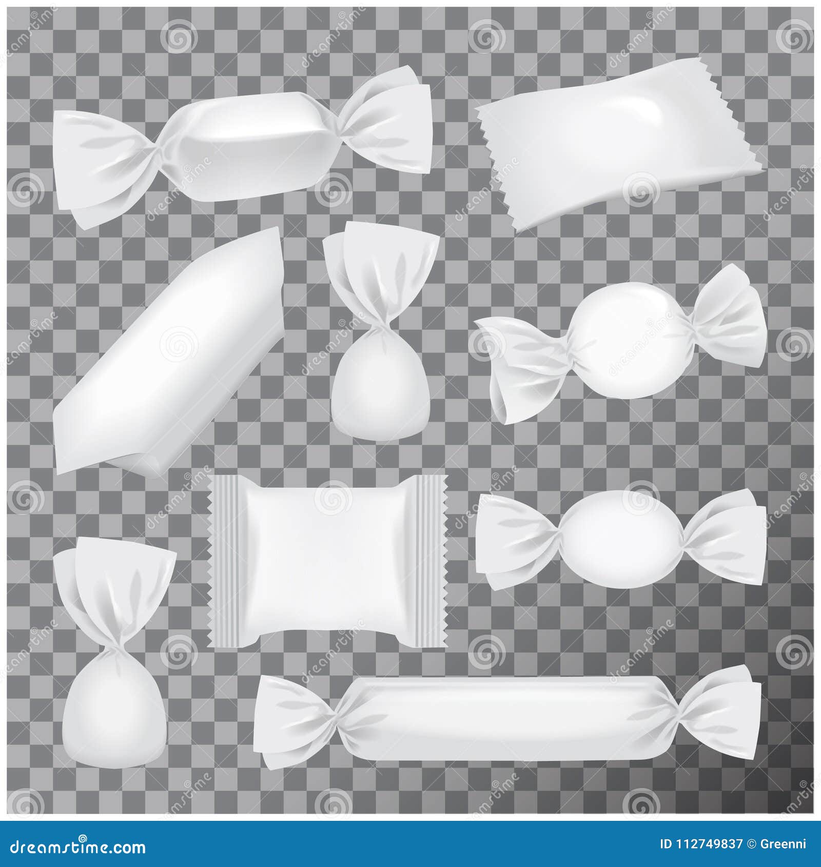 Download White Foil Pack For Candies And Other Products Realistic Food Snack Pack Mock Up On Transparent Background Stock Vector Illustration Of Dessert Plastic 112749837