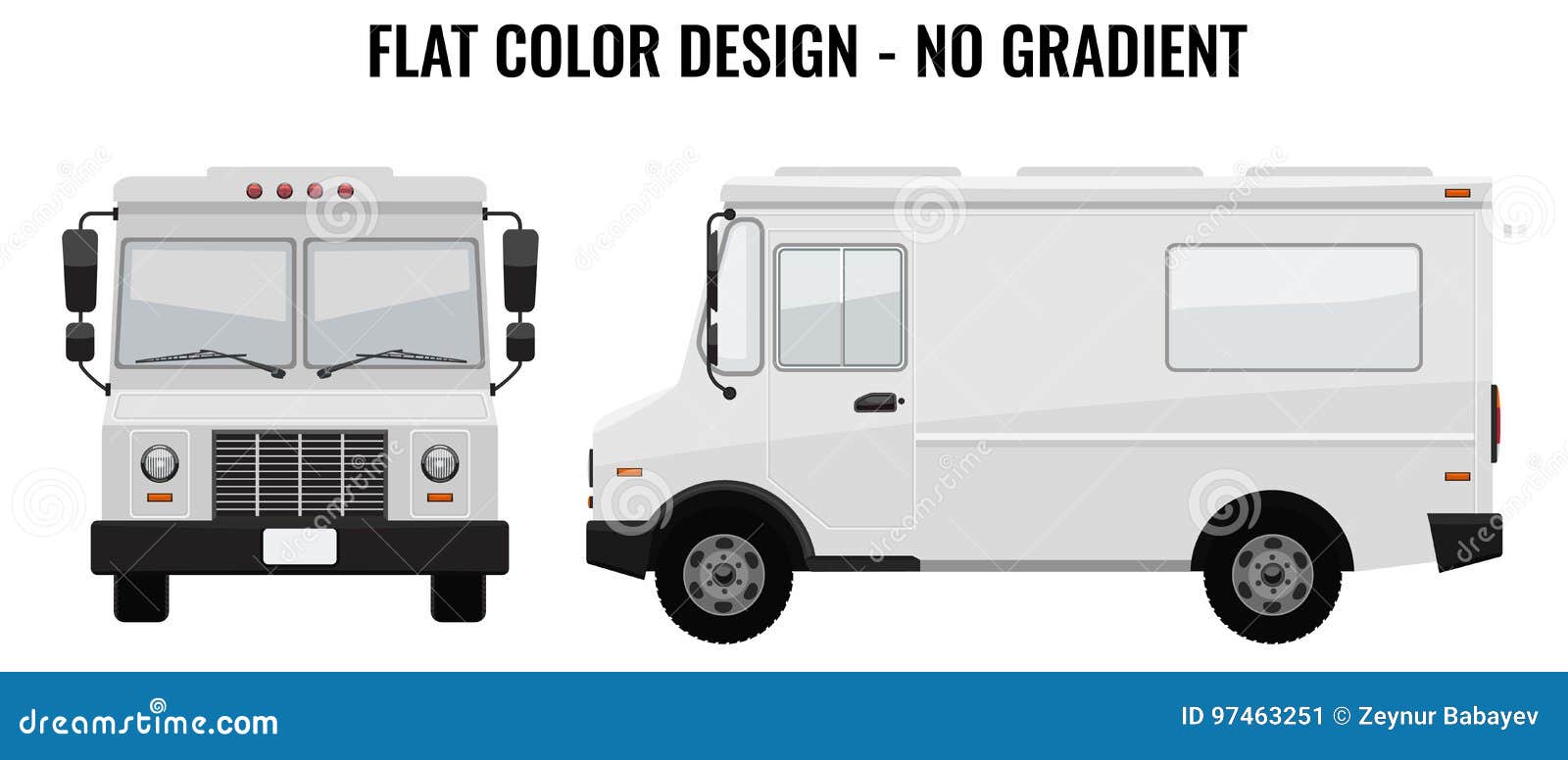 Download White Food Truck Hi-detailed With Solid And Flat Color Design Template For Mock Up Brand ...