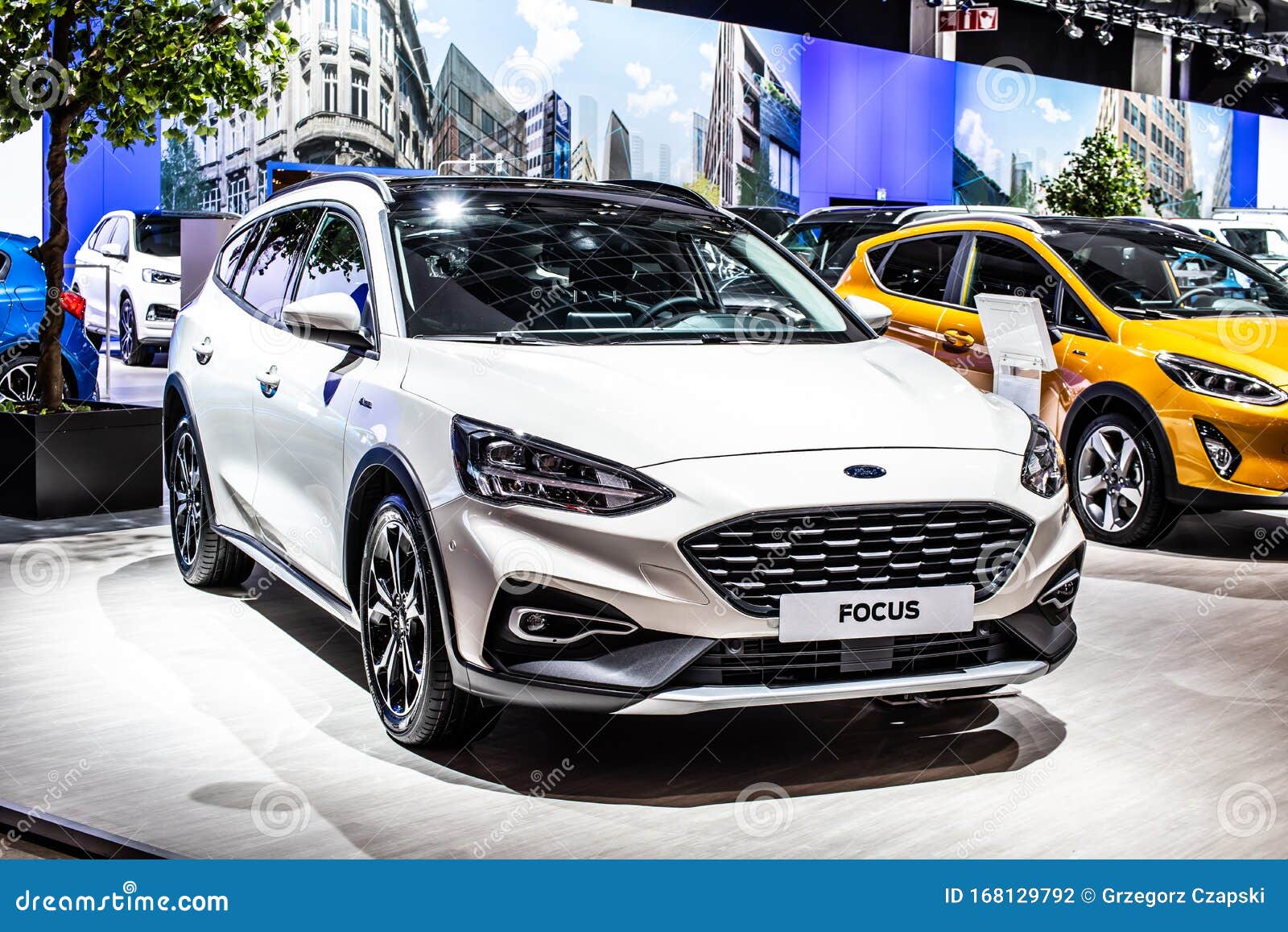 White Ford Focus Station Wagon, Brussels Motor Show, 4th Gen, Car by American Automaker Ford Editorial Photography - Image of generation, exhibition: 168129792