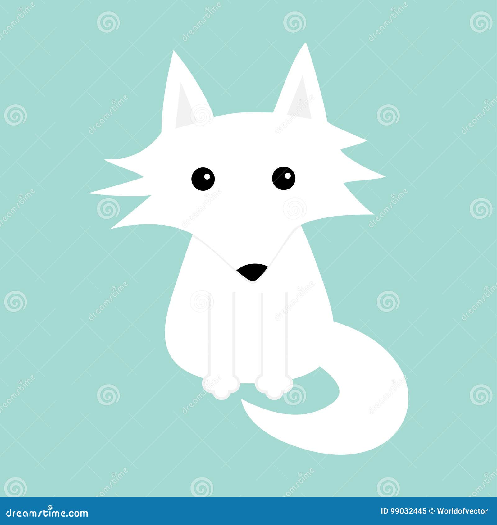 White Fox Polar Wolf Cute Cartoon Baby Character Icon Arctic