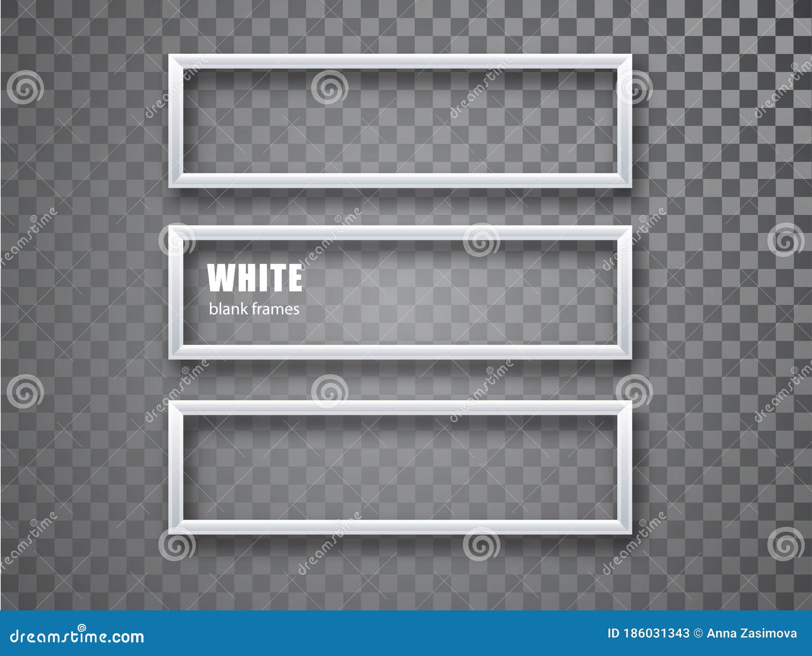 White Frame Horizontal Mockup Template Isolated On Transparent Background. White Blank Picture ...