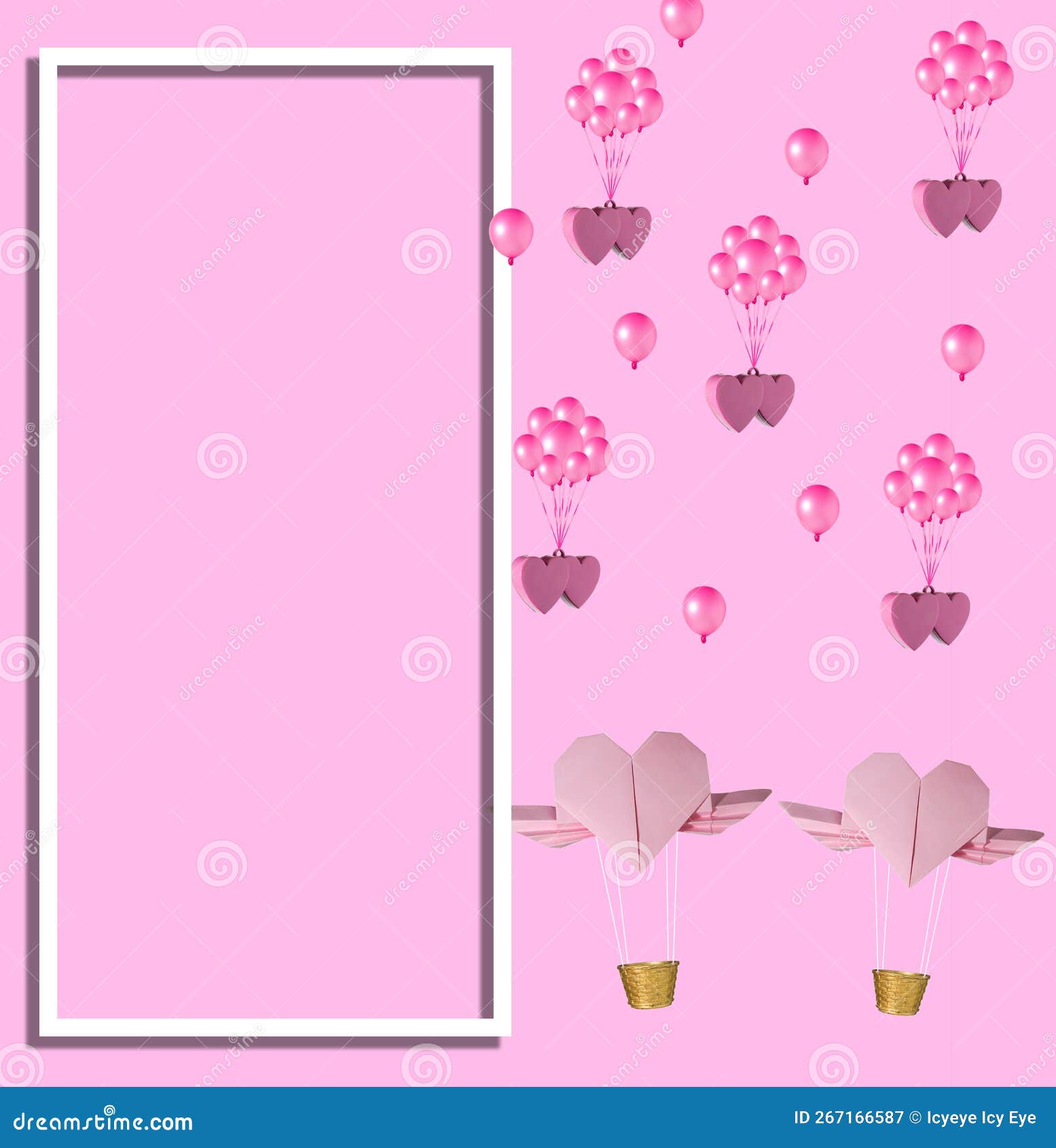 White Frame on the Left Side of the Background, Next To Hearts and