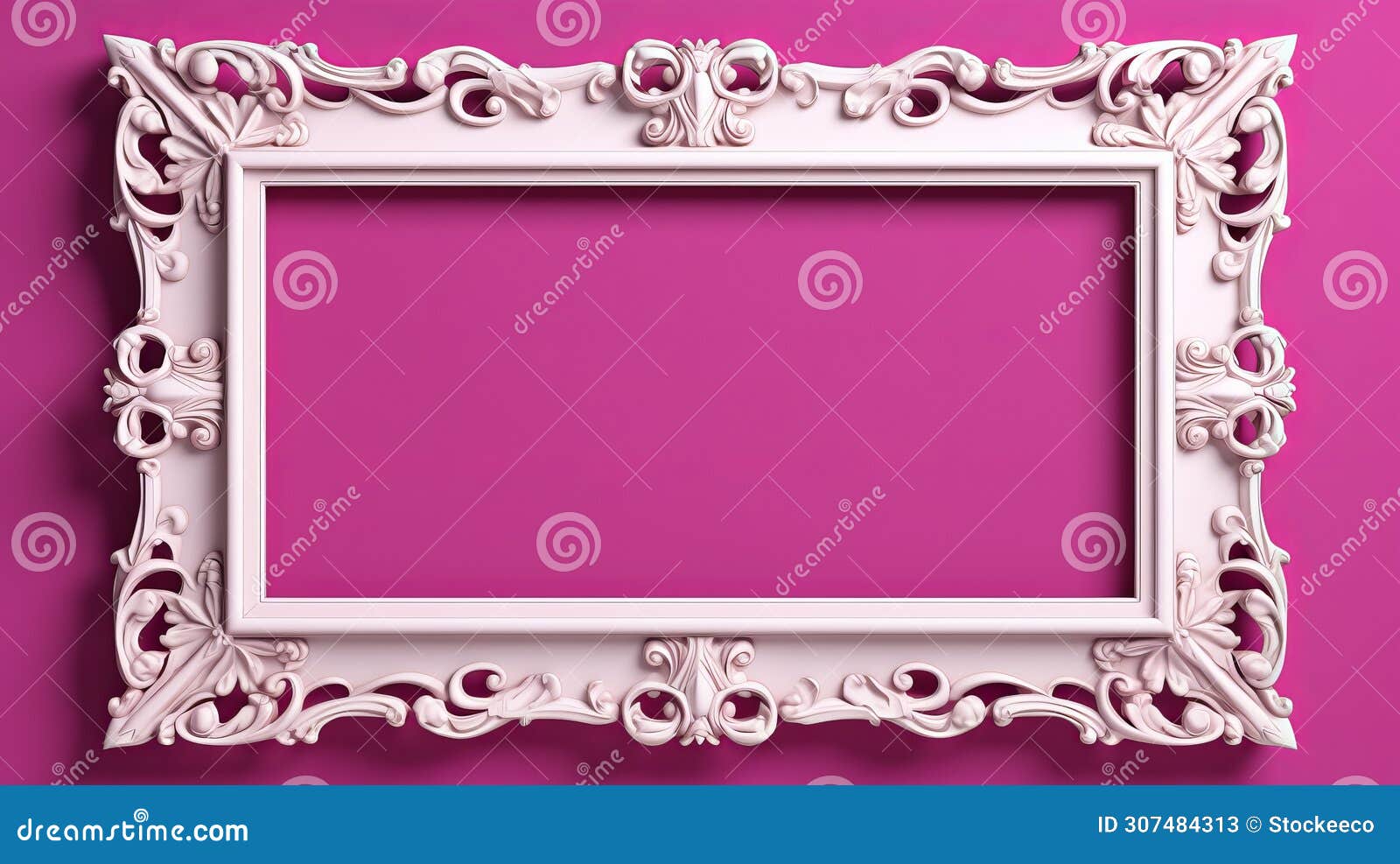 ornate frame on pink background: 3d photo with 8k resolution