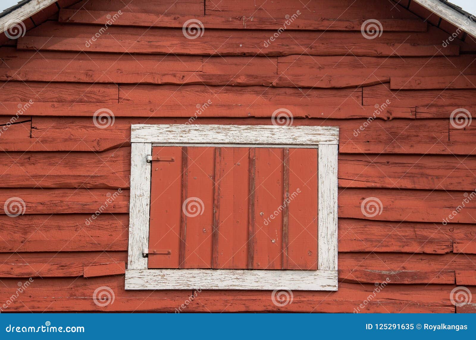 White Framed Hay Loft Door on an Old Red Barn Stock Image Image of planking, framed 125291635