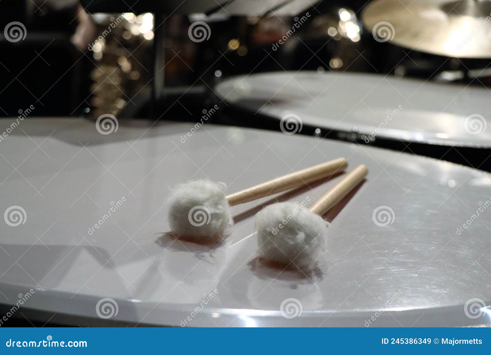 White Fur Mallets on Timpani Drum Stock Image Image of drum, concert