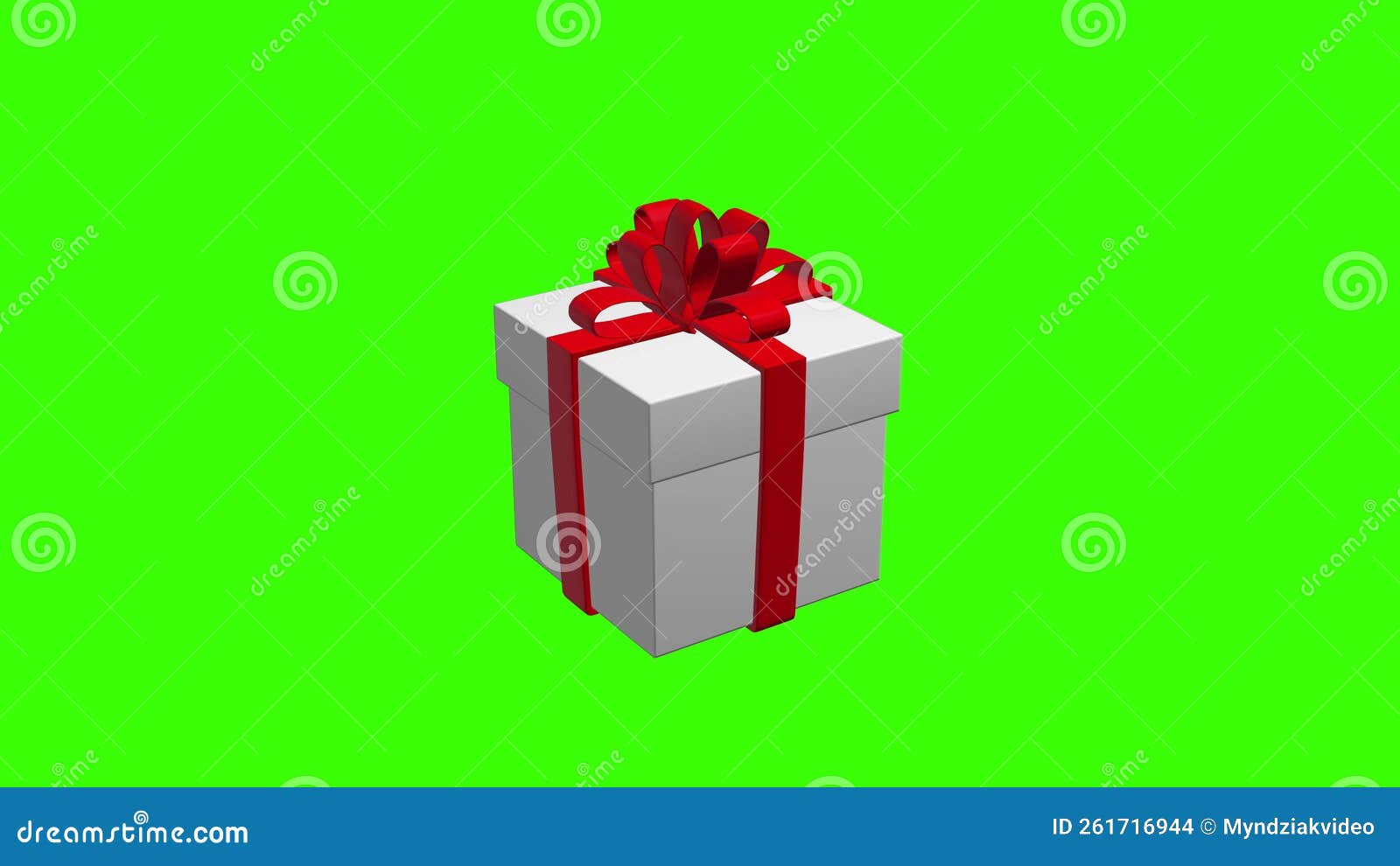 White Gift Box Animation on Green Screen Background. Green Background. 3D Render. Stock