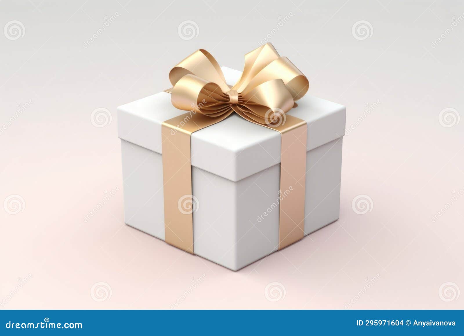 A White Gift Box with a Gold Bow Stock Illustration Illustration of