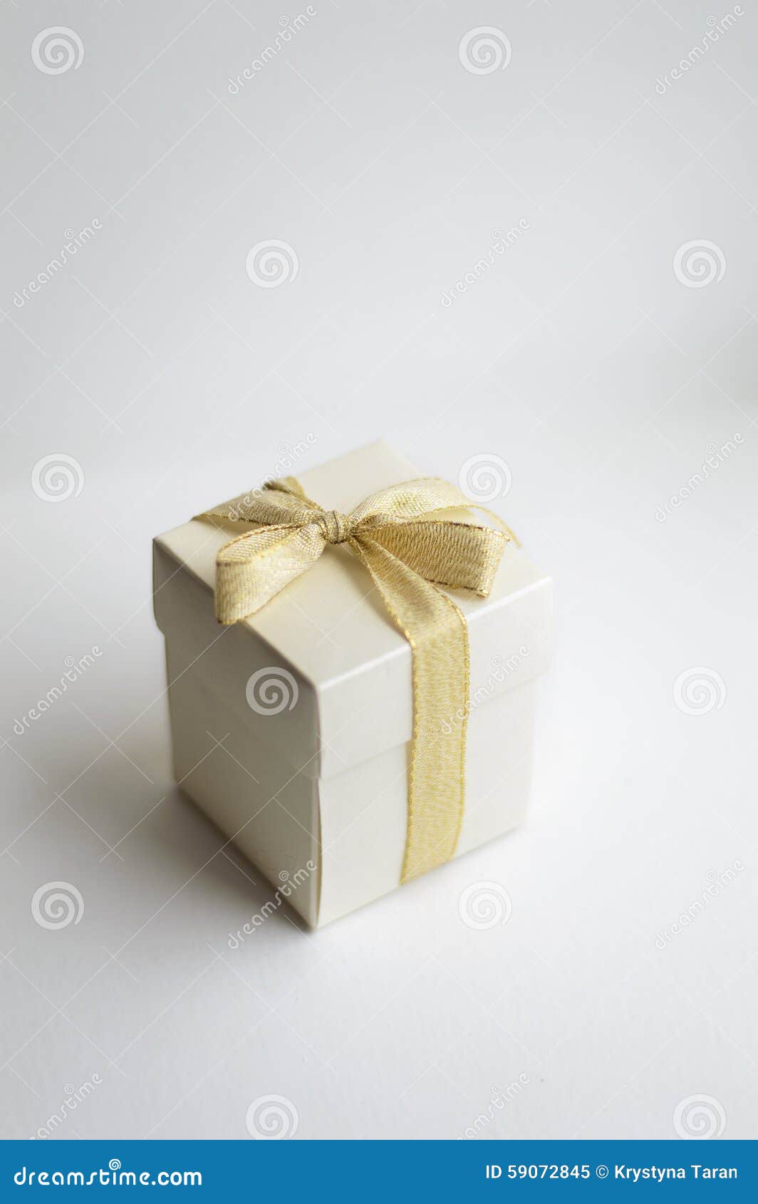 White Gift Box with Gold Bow Stock Image Image of birthday, close