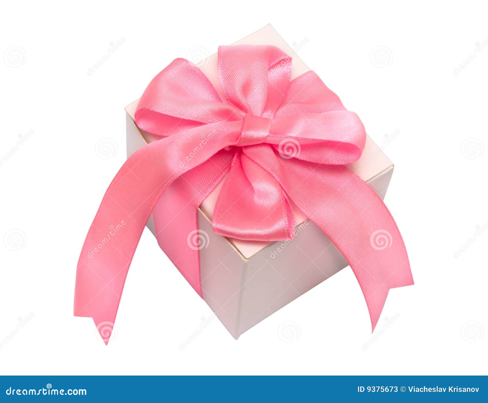 White Gift Box with Ping Satin Ribbon Bow Stock Image Image of