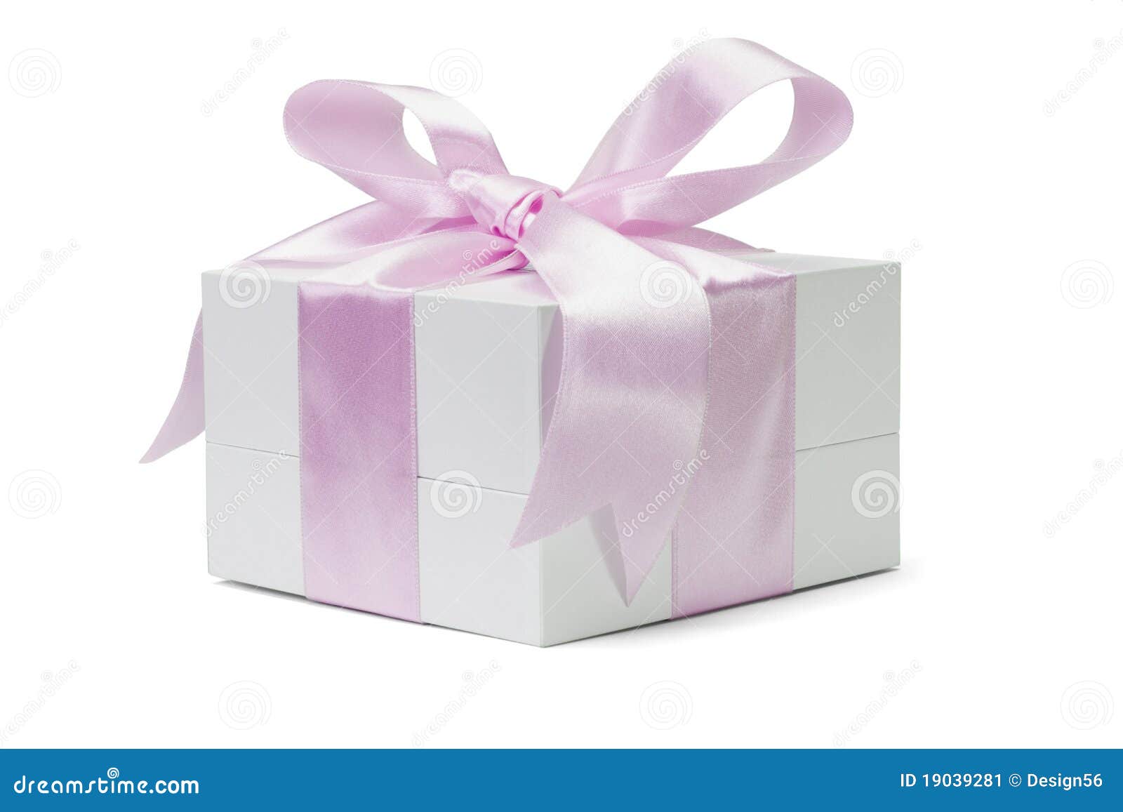 White Gift Box with Pink Bow Ribbon Stock Image Image of birthday, present 19039281