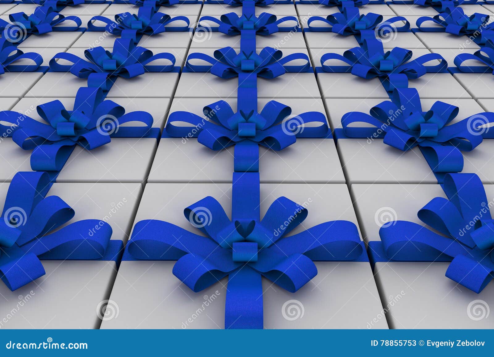 White Gift Boxes with Blue Ribbon Bow Stock Illustration Illustration