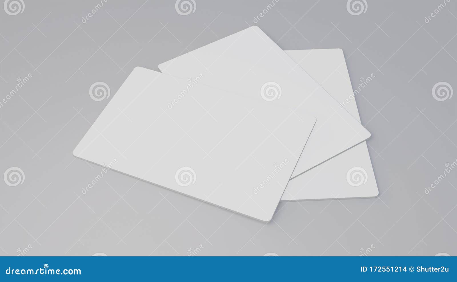 white gift card credit card mockup stacking on grey table background. object background for business branding presentation