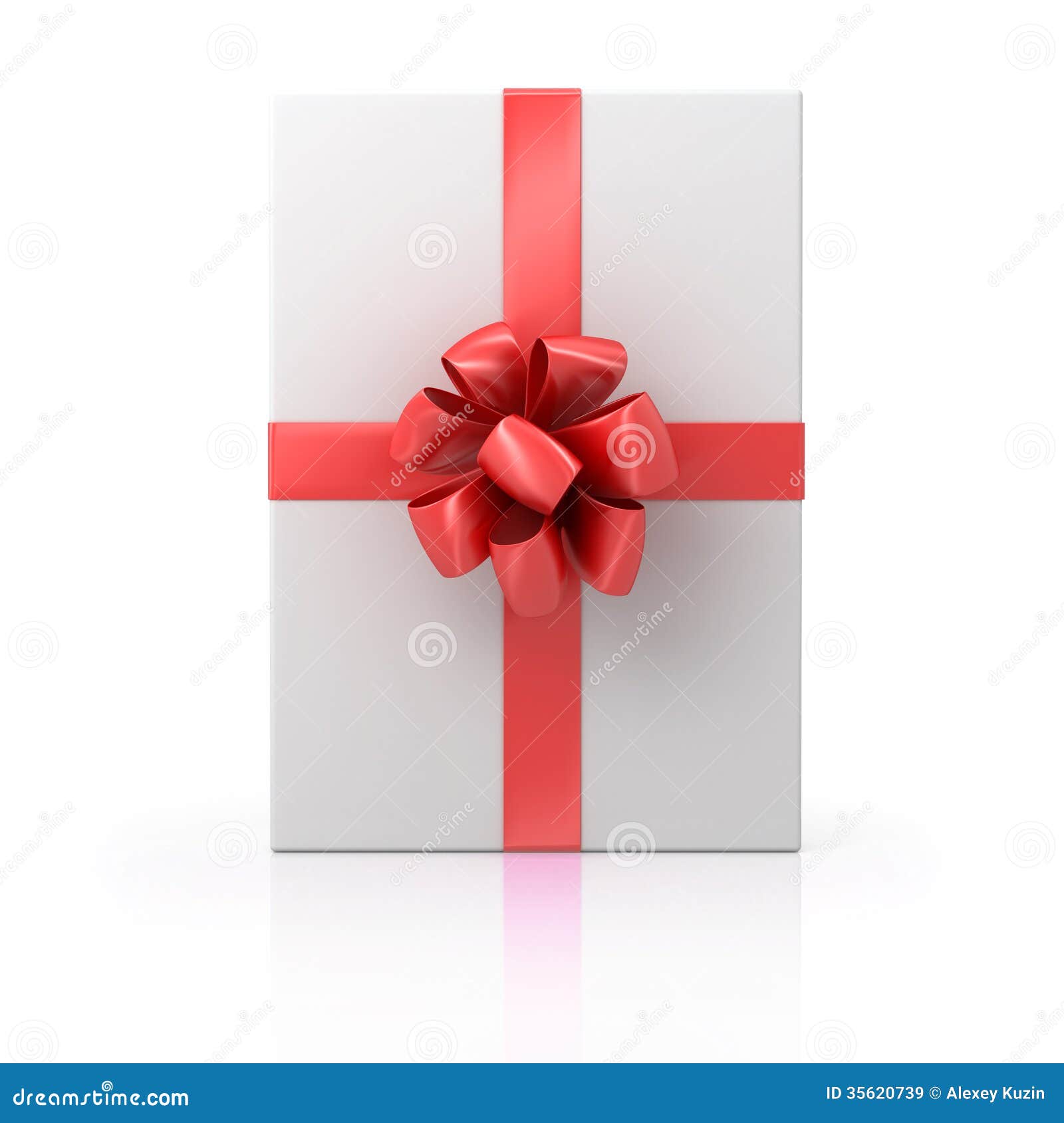 white gift with a red ribbon