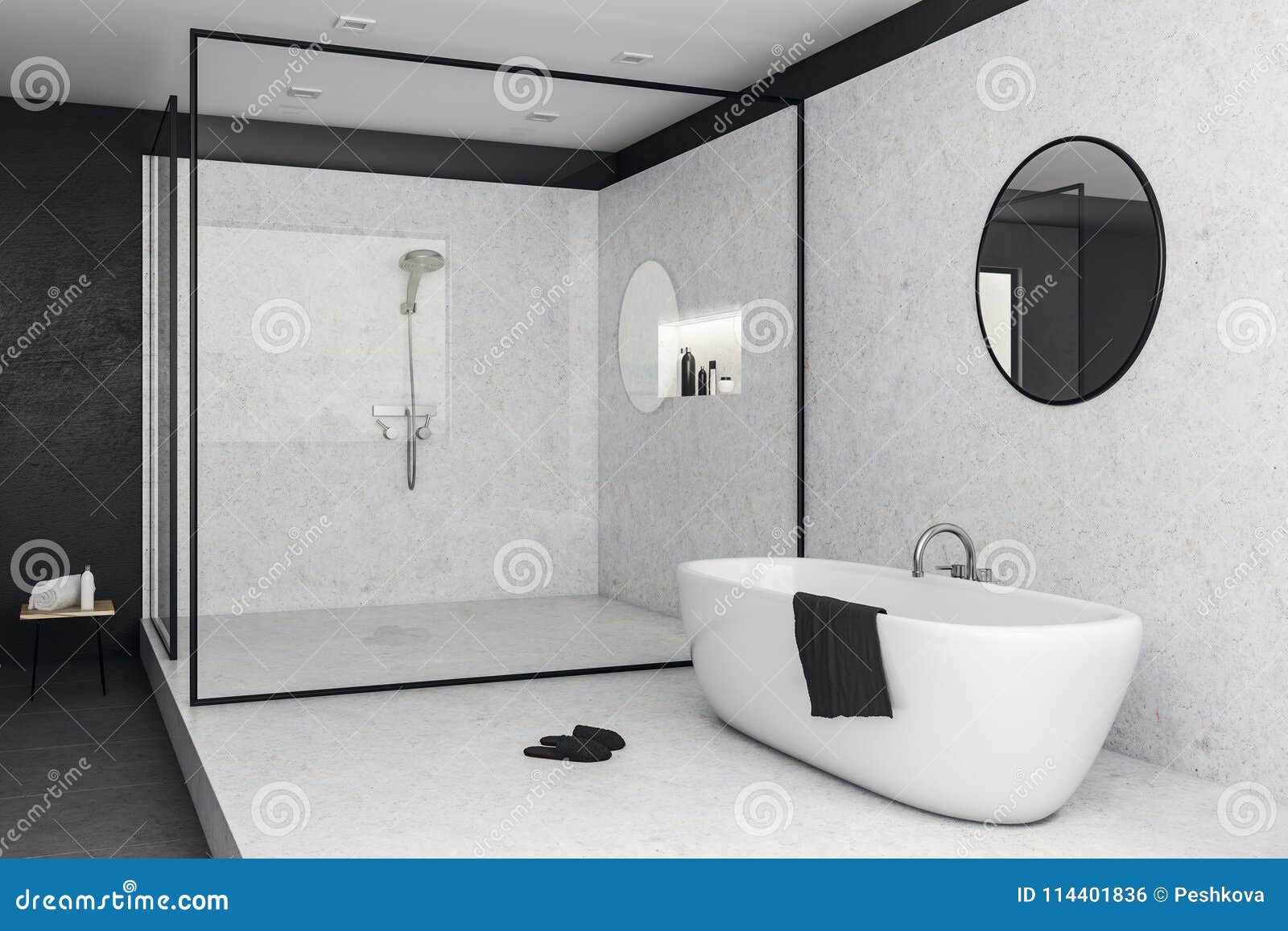 White Glass Bathroom Interior Stock Illustration - Illustration of ...