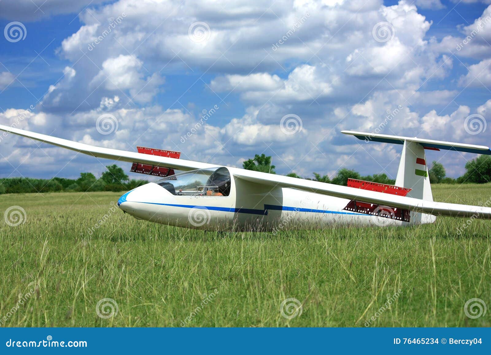 White Glider Plane on Grass Stock Photo Image of aviation, aircraft