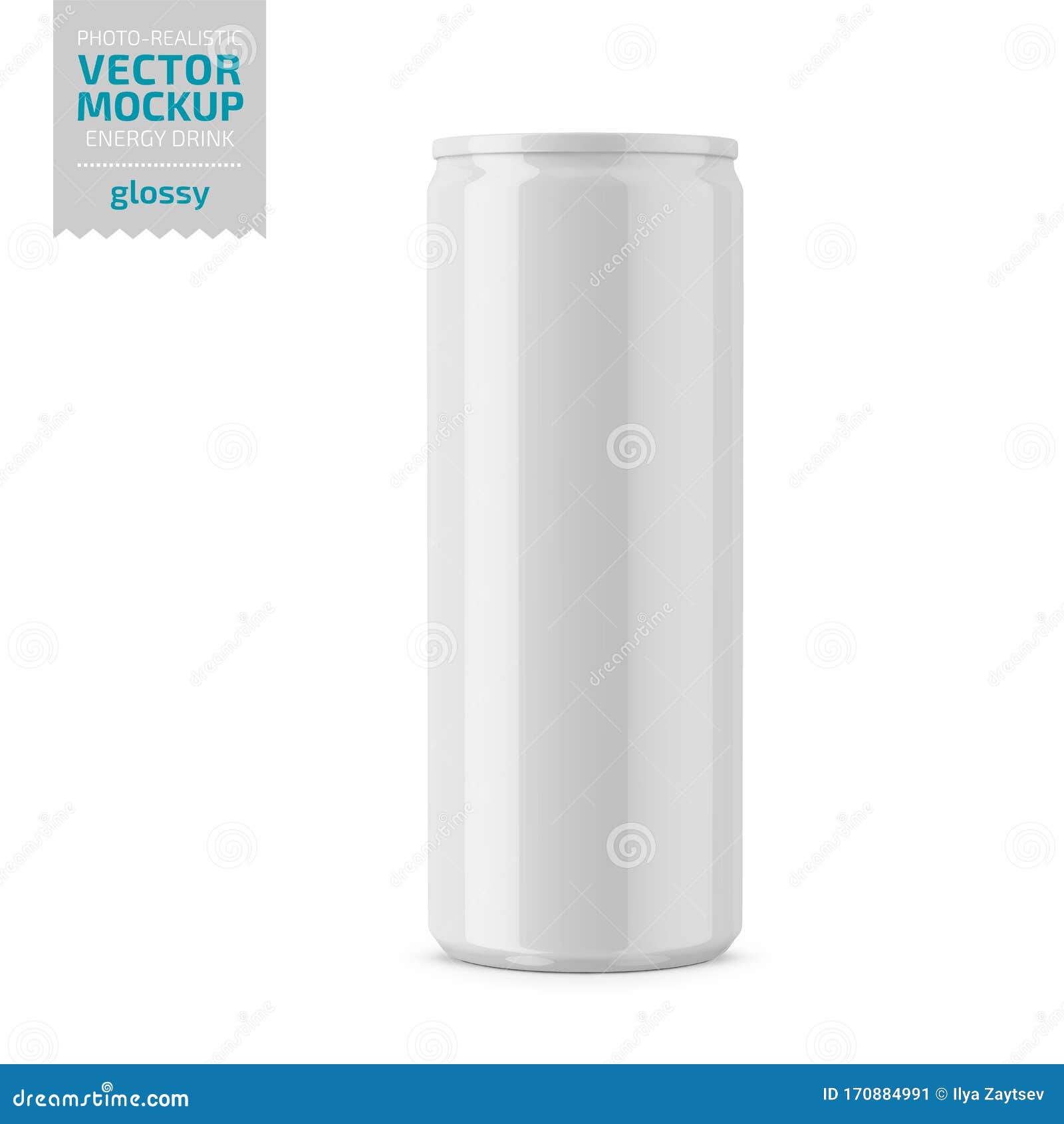 Download White Glossy Energy Drink Can Vector Mockup Stock Vector Illustration Of Shiny Isolated 170884991