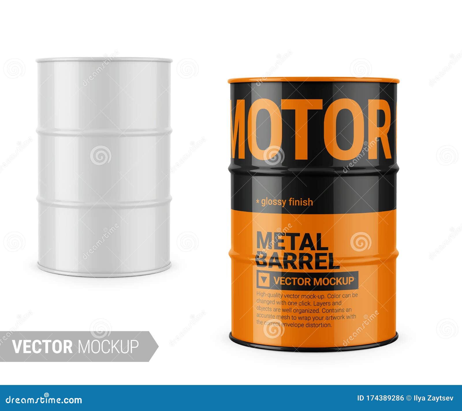 Download White Glossy Metal Barrel Mockup Template Stock Vector ...