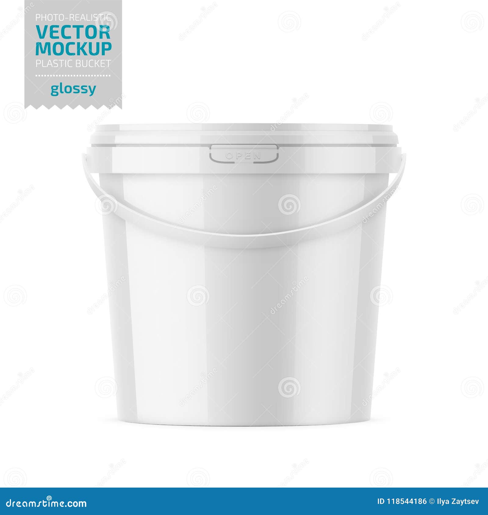 Download White Glossy Plastic Bucket Mockup Template Stock Vector Illustration Of Dressing Handle 118544186