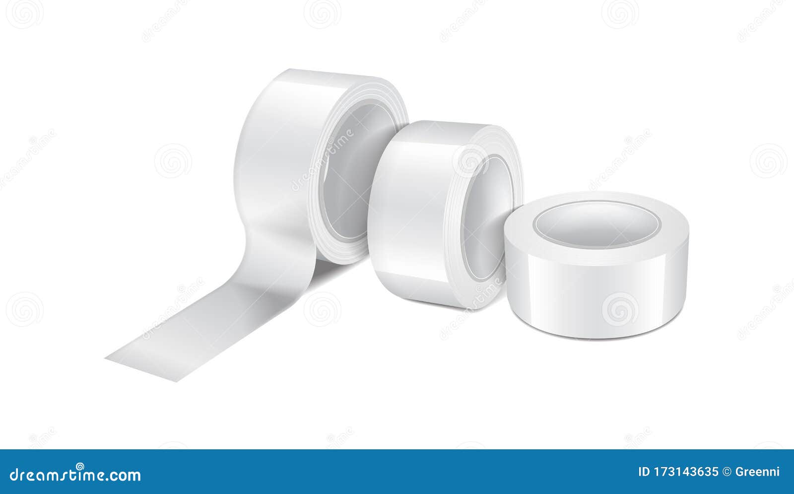 Download White Glossy Scotch Tape Roll. Set Of Vector Realistic Mockup Template Of Sticky Tape, Adhesive ...