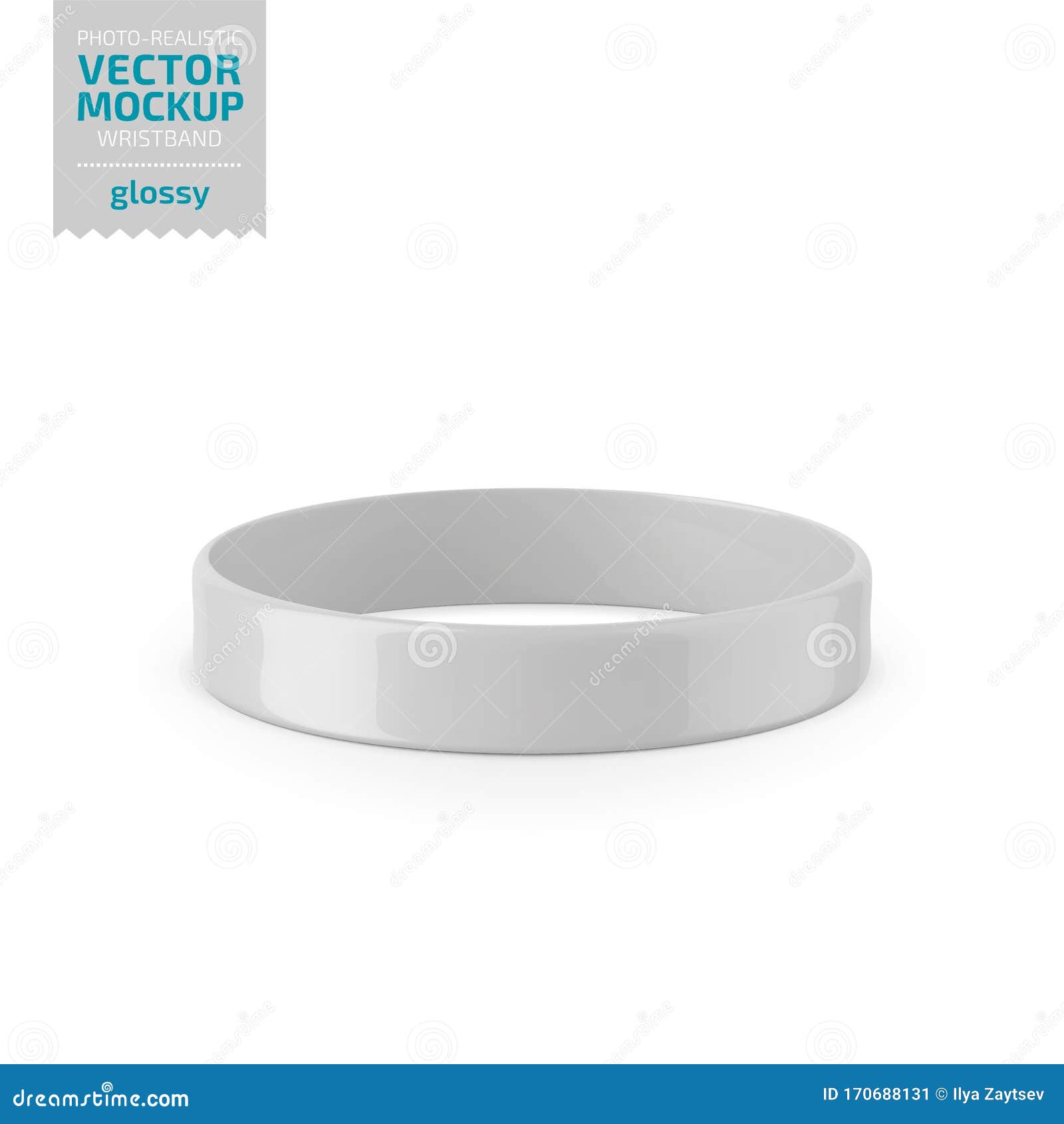 Download White Glossy Silicone Wristband Vector Mockup. Stock ...