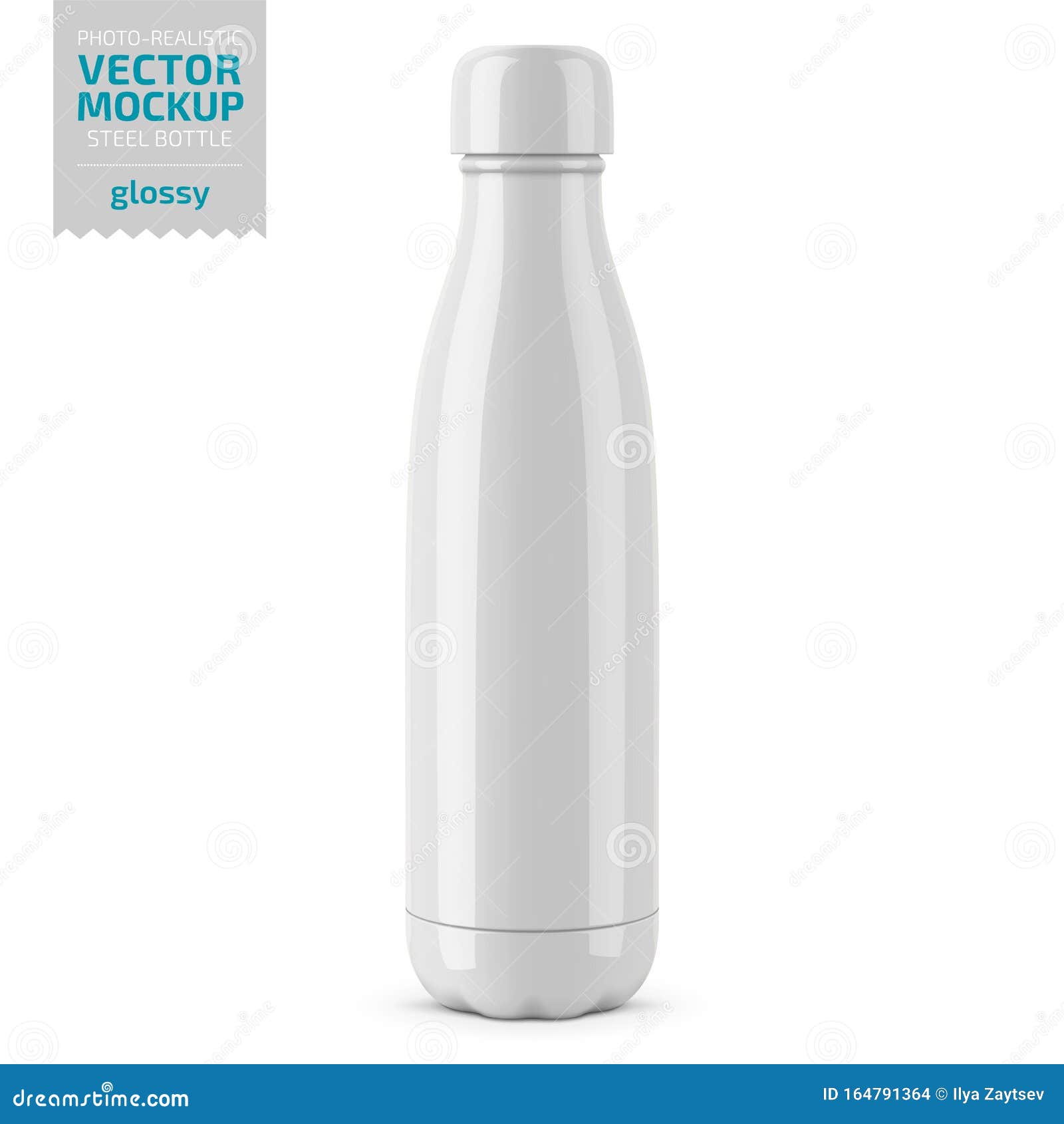 Download White Glossy Steel Water Bottle Vector Mockup Stock Vector Illustration Of Stainless Sport 164791364