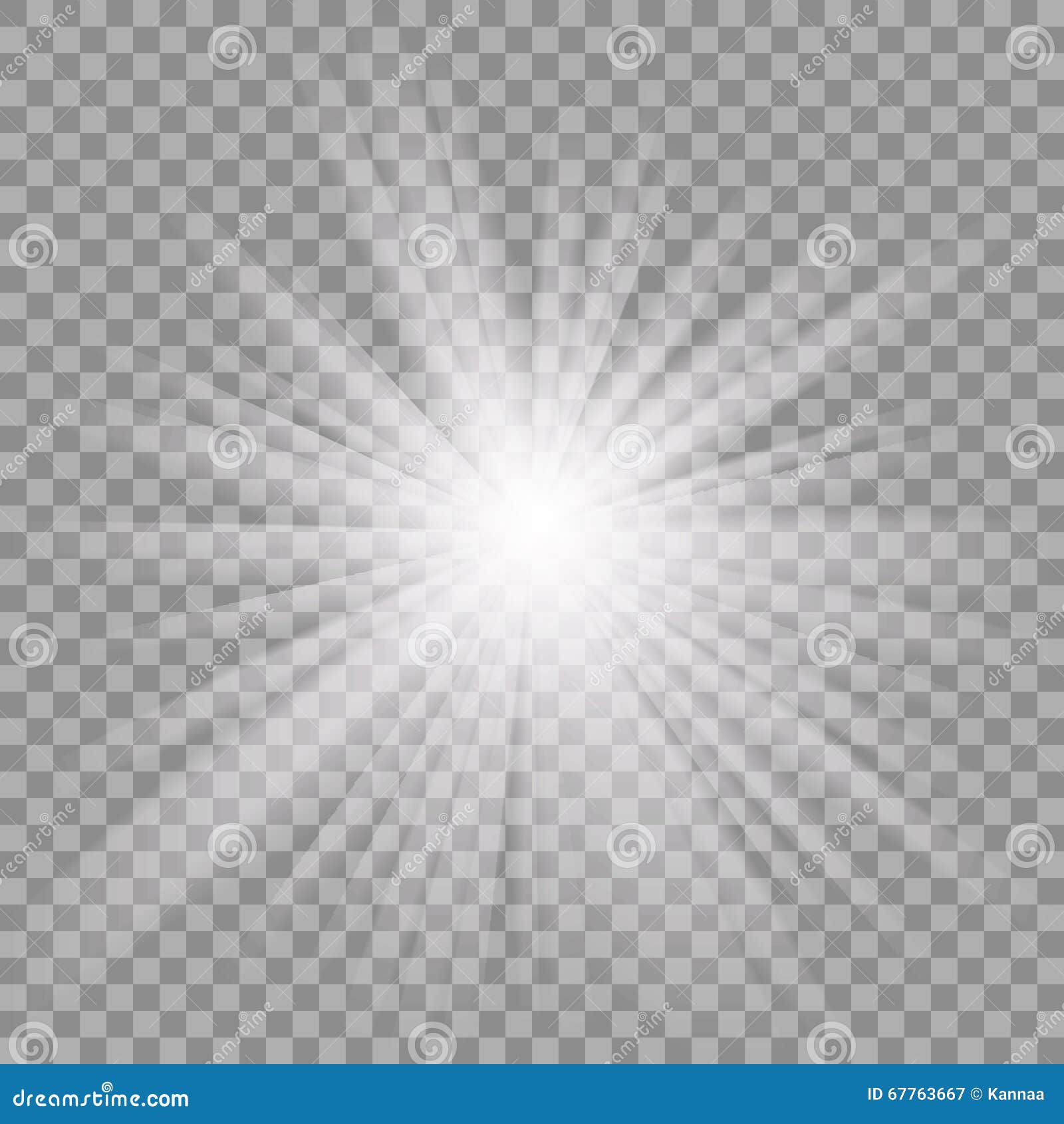 white glowing light burst on transparent background.