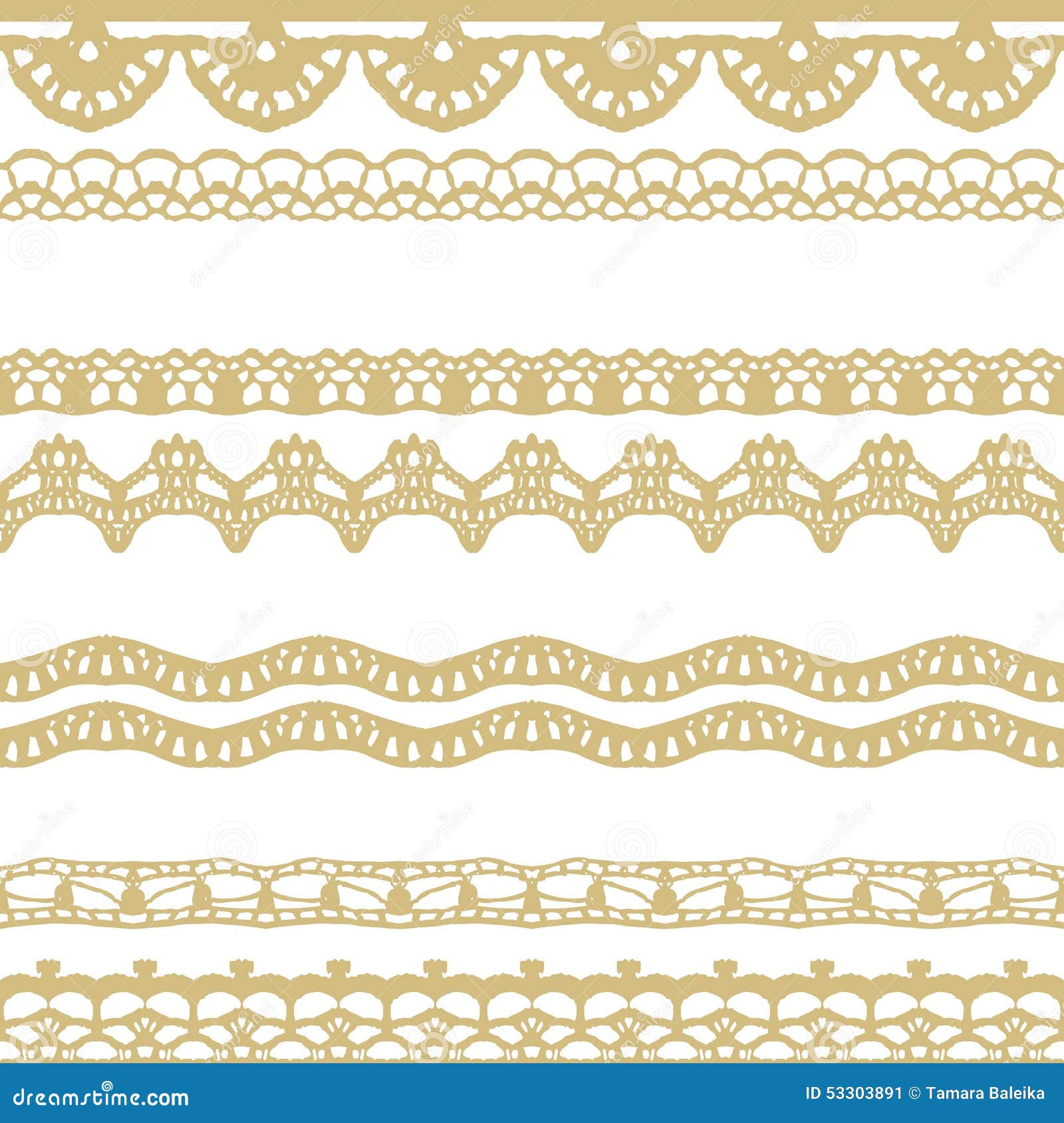 White and Gold Lace Seamless Stripes Pattern. Stock Vector
