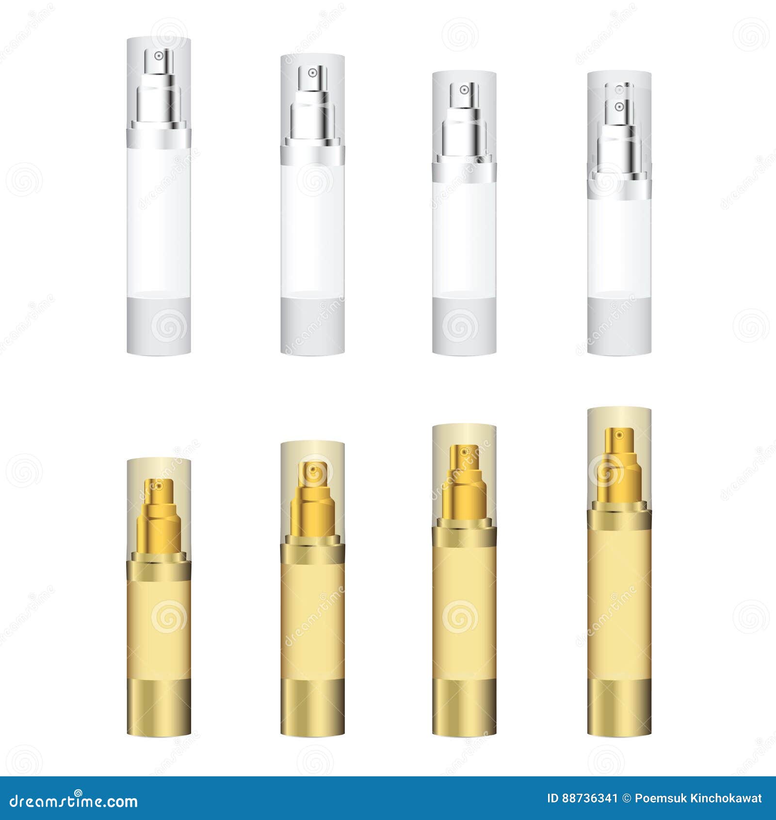 White and Golden Cosmetics Containers. Stock Vector Illustration of