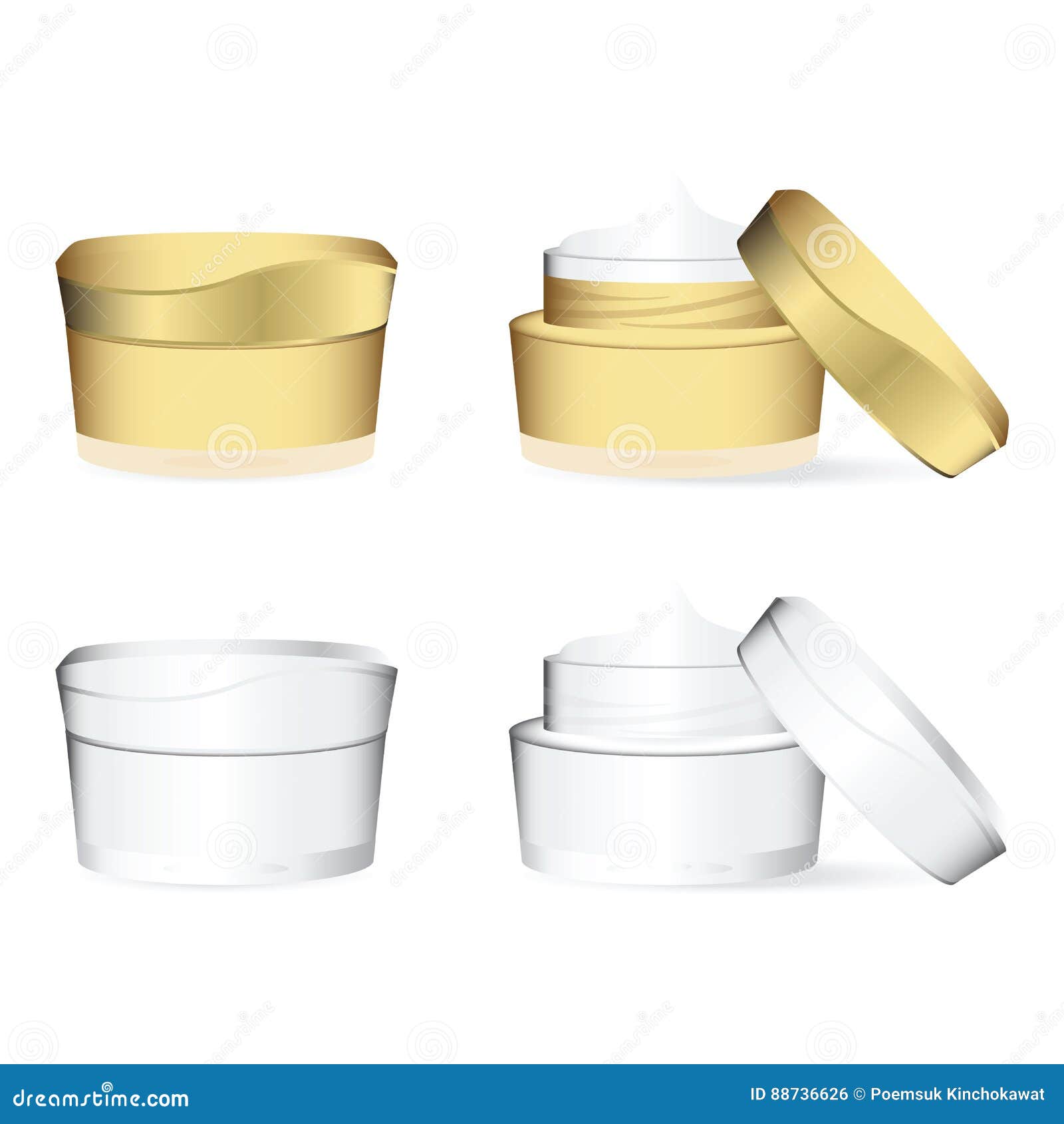 White and Golden Cosmetics Containers Stock Vector Illustration of
