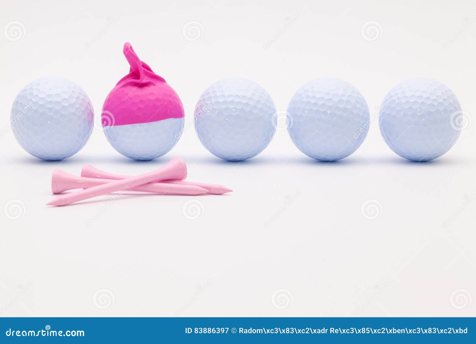 White Golf Balls with Funny Cap on the White Background. Stock Image Image of ball, recreation