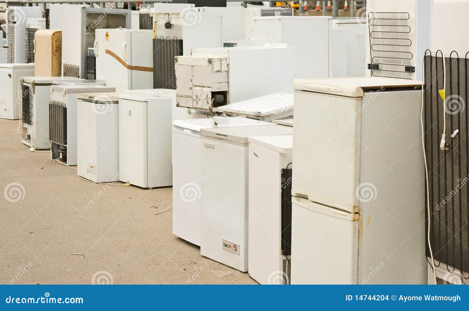 White Goods Piled Up in Recycling Center. Stock Photo Image of heat