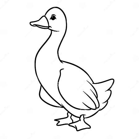 White Goose Bird Cartoon Illustration Animal Character Coloring Page ...
