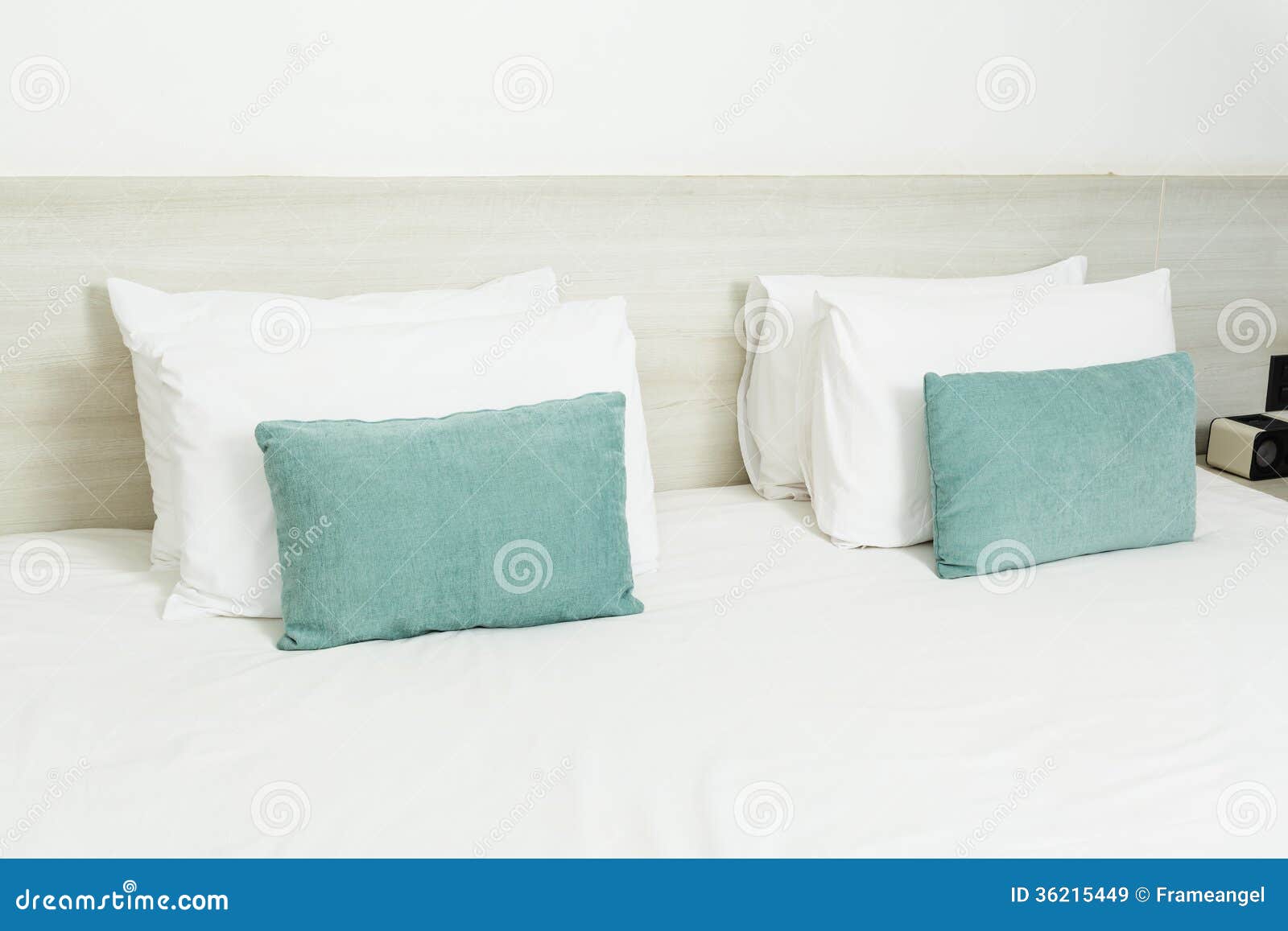 White and Green Pillows on Bed Stock Image Image of furniture