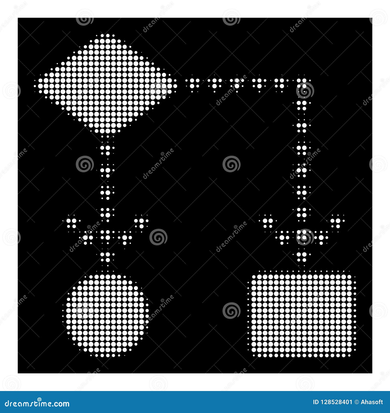 White Halftone Algorithm Flowchart Icon Stock Vector ...