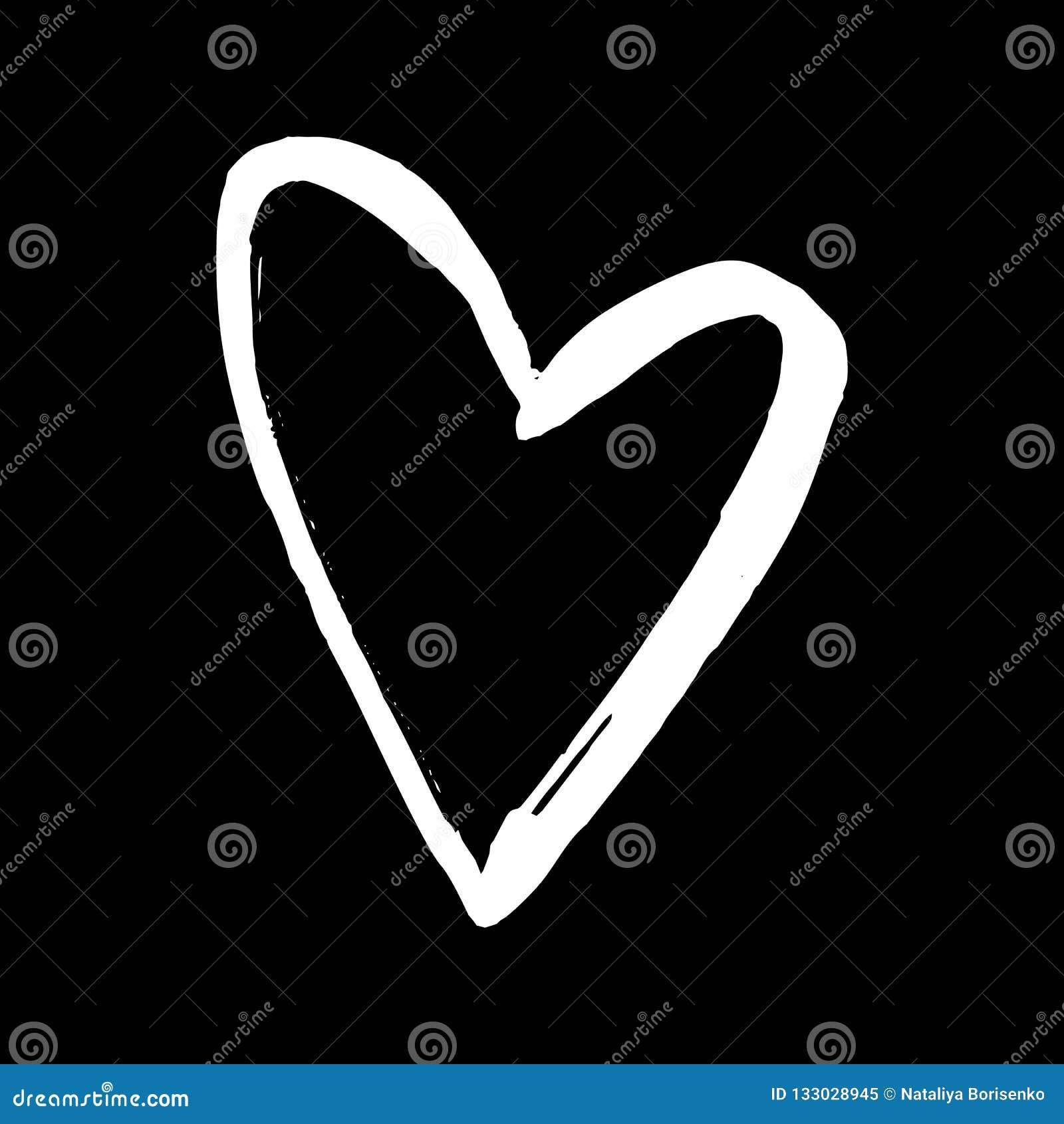 White Hand Drawn Heart on Black Background. Design Element for V Stock  Vector - Illustration of calligraphy, black: 133028945